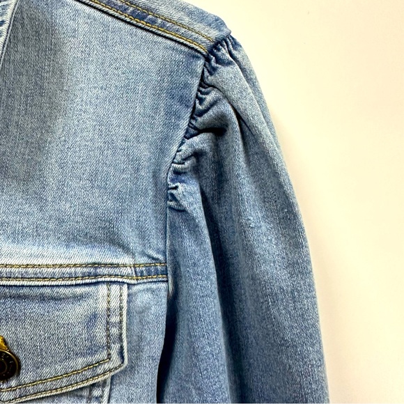 Falls Creek Denim Button Up Puff Shoulder Blue Jean Jacket With Pockets Large - Picture 6 of 10